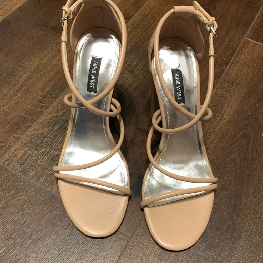 9 West Gently used Strappy Sandals with 4” heel